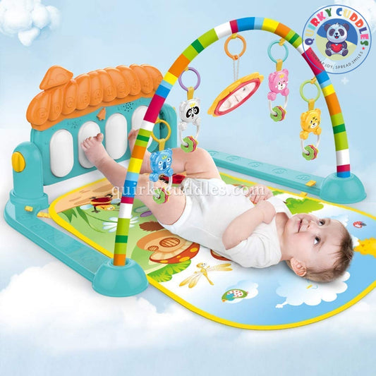 🌈Baby Mat with Gym & Fitness Rack, Musical Keyboard & Piano (Rainbow)