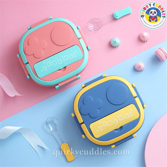 Food 🍱Lunch Container Multi Division Sealed Bento Lunch Box for Hiking blue (550ml)